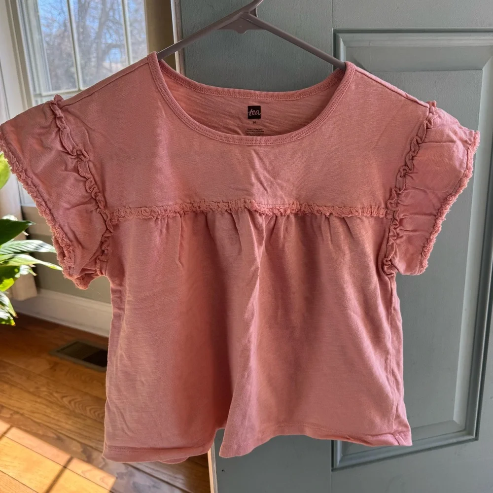 Tea Collection Pink Ruffle Sleeve Tee - Picture 1 of 5